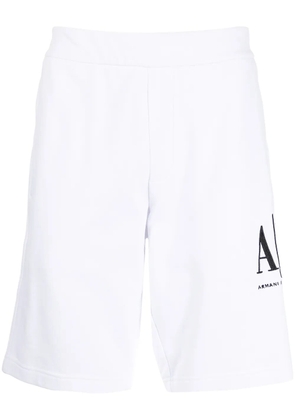Armani Exchange logo print track shorts - White