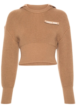 Marine Serre Half Cardigan Knit Sailor sweater - Brown