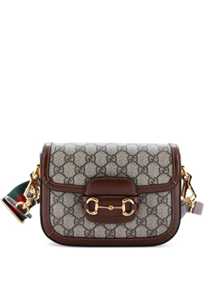 Gucci Pre-Owned Horsebit 1955 Shoulder Bag GG Coated Canvas with Leather Mini crossbody bag - Brown