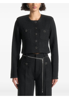 Manière De Voir Celine pearl-detail cropped tweed jacket - Black