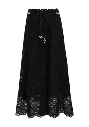ZIMMERMANN embroidered draping skirt - Black