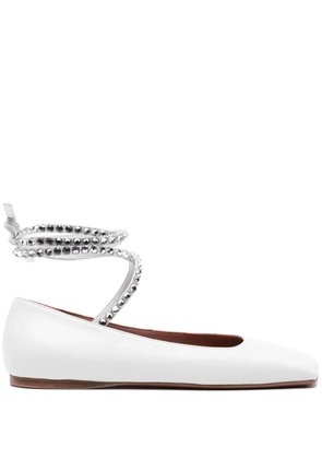 Amina Muaddi Anne lace-up leather ballerinas - White