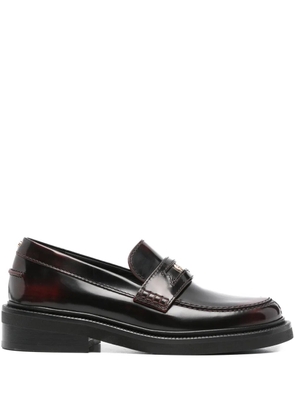 Maje leather clover-medallion loafers - Red