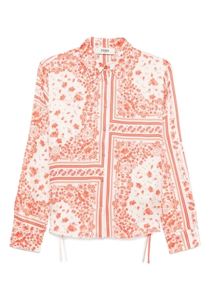 FENDI floral-print silk shirt - Neutrals