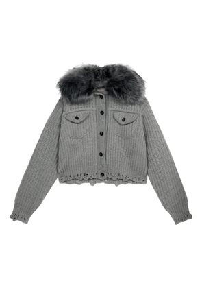 Blumarine cropped ribbed cardigan - Grey