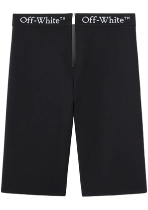 Off-White logo-waistband zip shorts - Black