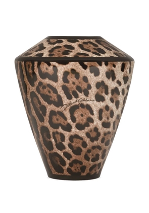 Dolce & Gabbana small leopard amphora vase (20.5cm) - Brown