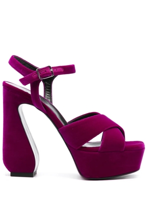 Sergio Rossi 140mm velvet platform sandals - Purple