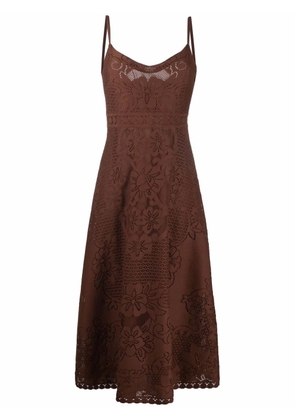 Valentino Garavani sleeveless floral midi dress - Brown