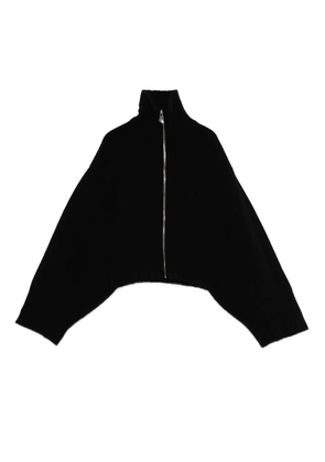 The Attico zip-front ribbed-knit cardigan - Black