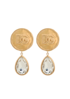 Dolce & Gabbana logo-engraved drop earrings - Gold