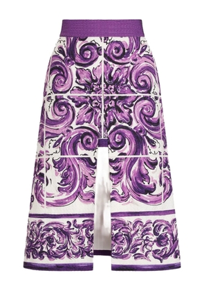 Dolce & Gabbana Maiolica-print midi skirt - White