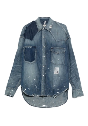 Maison MIHARA YASUHIRO paint-splatter patchwork denim shirt - Blue