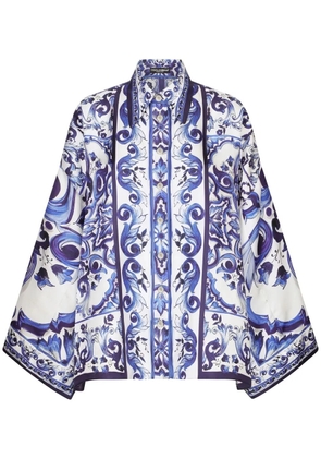 Dolce & Gabbana Majolica-print batwing-sleeve shirt - Blue