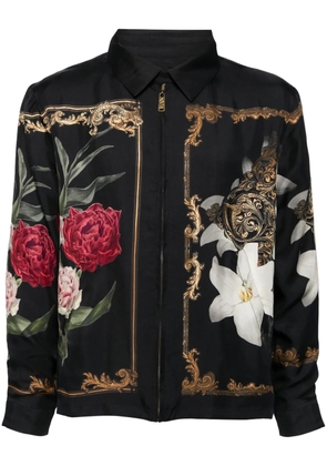 Camilla Magic in the Manuscripts-print silk jacket - Black