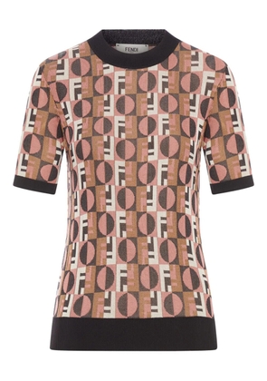 FENDI geometric jacquard T-shirt - Brown