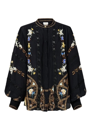 Camilla long-sleeve ottoman elegance blouse - Black