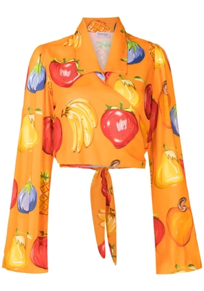 Amir Slama fruit-print long-sleeved shirt - Orange