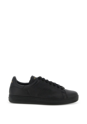 TOM FORD perforated-logo leather sneakers - Black