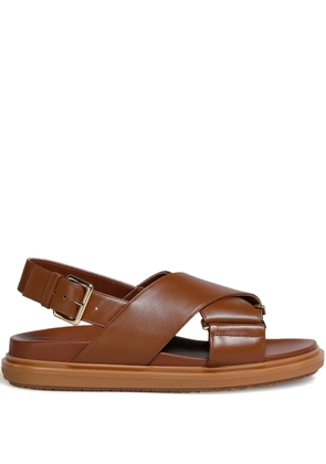 Marni cross-strap leather sandals - Brown