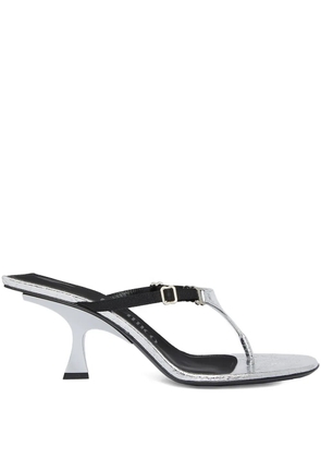 The Attico 65mm metallic-leather buckled sandals - Silver