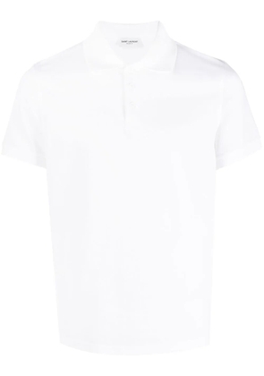 Saint Laurent logo-embroidered short-sleeved polo shirt - White