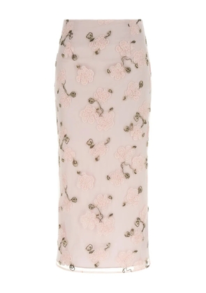 ROTATE BIRGER CHRISTENSEN beaded floral pencil skirt - Pink