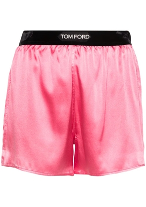 TOM FORD logo-waistband silk shorts - Pink