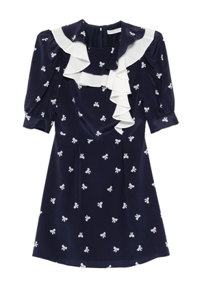 Alessandra Rich bow-print mini dress - Blue
