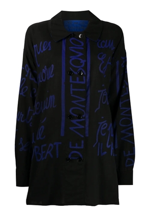 JC de Castelbajac Pre-Owned 1980s handwriting print oversized shirt - Black