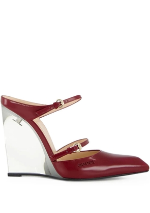 Gucci buckle-detail wedge mules - Red