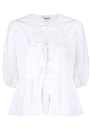 GANNI organic-cotton peplum blouse - White