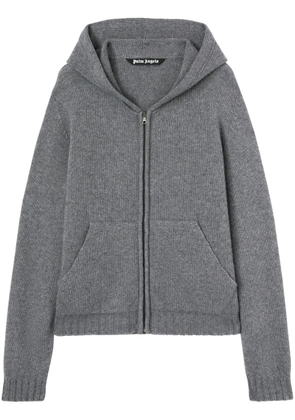 Palm Angels logo-knit zip-up hoodie - Grey
