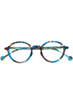 L.A. EYEWORKS tortoiseshell-effect round-frame glasses - Blue