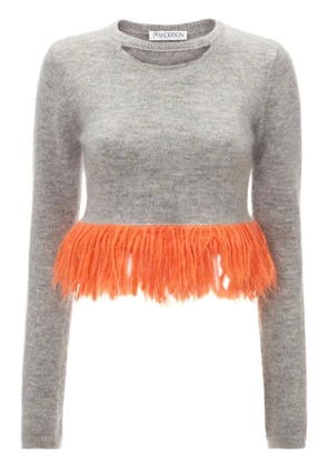 JW Anderson fringed-hem knitted jumper - Grey