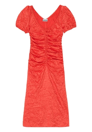 GANNI ruched midi dress - Red