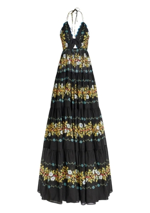 ETRO open back floral cotton maxi dress - Black