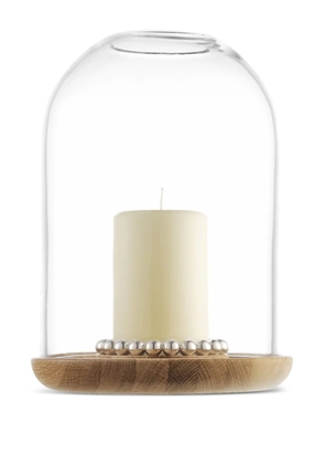 Christofle glass-dome oak candleholder - Brown