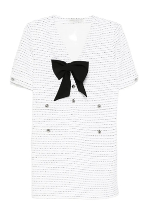 Alessandra Rich bow-detail tweed dress - White