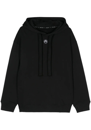 Marine Serre Crescent Moon-embroidery hoodie - Black