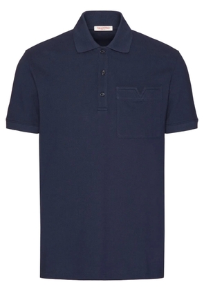 Valentino Garavani V-detail piqué polo shirt - Blue