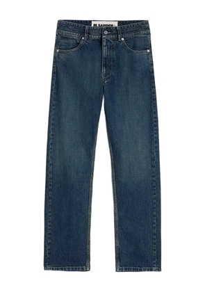 Jil Sander multi-stitched embossed logo trousers - Blue