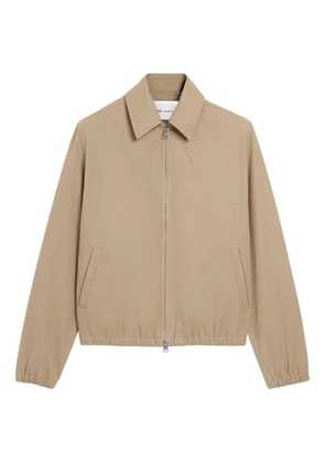 AMI Paris Ami De Coeur zipped bomber jacket - Neutrals