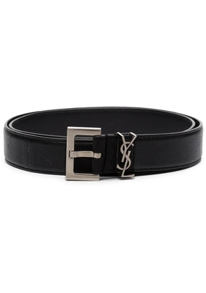 Saint Laurent monogram-plaque buckled belt - Black