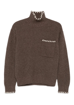 SANDRO knit embroidered-pocket sweater - Brown