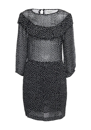 GANNI polka dot ruffled dress - Black