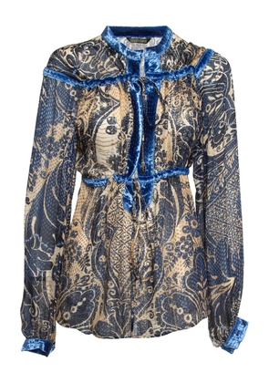 Roberto Cavalli Vintage paisley-print tie-neck blouse - Blue