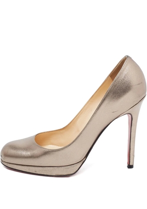 Christian Louboutin Pre-Owned 115mm metallic-leather platform pumps - Gold