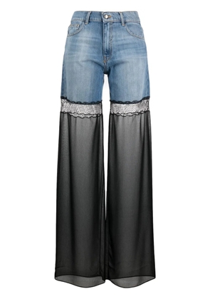Nensi Dojaka tulle-panel straight-leg jeans - Blue