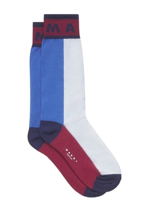 Marni embroidered-logo socks - Blue